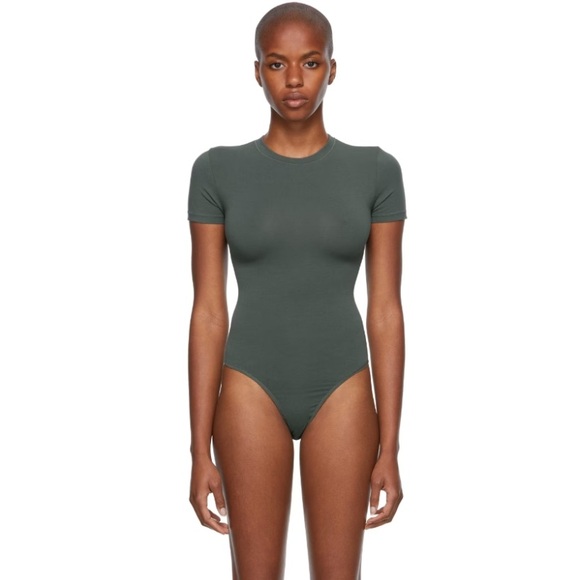 SKIMS Grey Cotton 2.0 Jersey T-Shirt Bodysuit - Picture 1 of 7